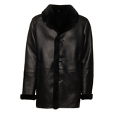 Christian black shearling car coat