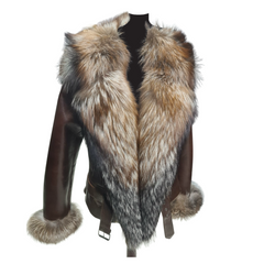 Lauren brown shearling with crystal fox trim