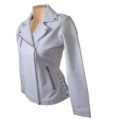 Callie's White Leather Jacket With Side Laces