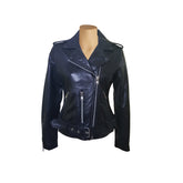 Arielle's Biker Style Black Leather Jacket With Waist Belt
