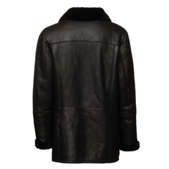 Christian black shearling car coat