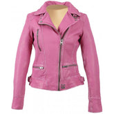 Anorah's Fuschia Biker Style Leather Jacket