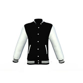 Black Varsity Letterman Jacket with White Sleeves