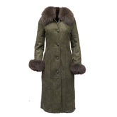 Caitlan's Shearling Sheepskin Full Length Long Coat With Fox Fur