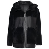 Elena Black Oversized Reversible Shearling Jacket
