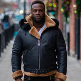 Jean's B3 Bomber Aviator Shearling Jacket with hoodie