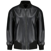 Mabel Black Oversized Leather Bomber Jacket