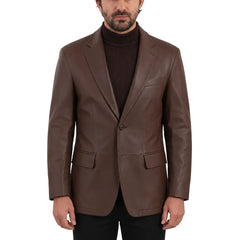 Brown leather blazer