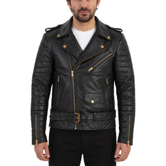 Mercado's Belted & Quilted Leather Biker Jacket