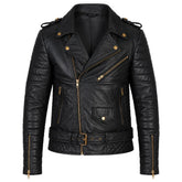Mercado's Belted & Quilted Leather Biker Jacket