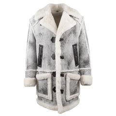 Bret harry distressed grey shearling overcoat