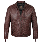 Men's Sal Wrinkled Brown Cafe racer Leather Jacket