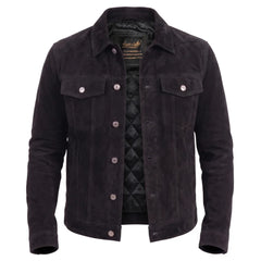 Hart's black suede trucker leather shirt