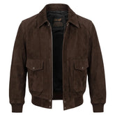 Bernard's Dark Brown Bomber Style Leather Jacket