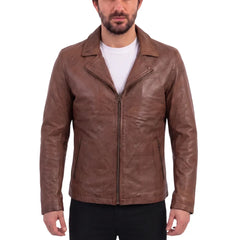 Liam Jackson Dark Cognac Leather Biker Jacket