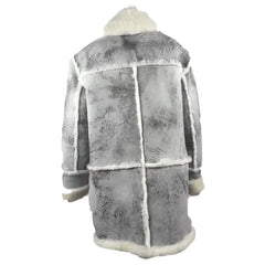 Bret harry distressed grey shearling overcoat