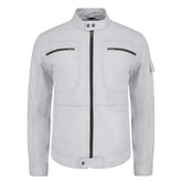 Plain White moto style leather jacket