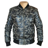 Bomber Grey Camouflage Military print leather jacket