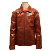 Baker's classic half belt Vintage Tan Oiled Leather Jacket