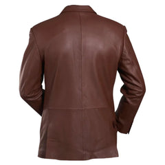 Brown leather blazer