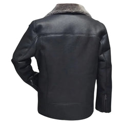 Drake's Black Shearling Car coat