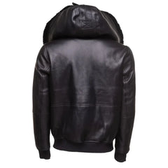 Gregos Varsity Style Sheepskin Shearling Jacket with Large Hoodie