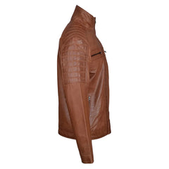 Bogdans brown leather jacket with shoulder and arm patches