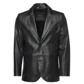 Croc print black leather blazer