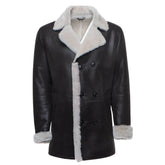 Jozef's 3/4 length brown shearling buttoned coat