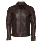 Brown leather jacket with collars