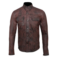 Distressed brown Leather Shirt