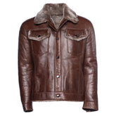 Dashiell brown trucker shearling jacket