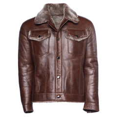 Dashiell brown trucker shearling jacket