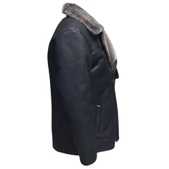 Drake's Black Shearling Car coat