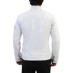 Plain White moto style leather jacket