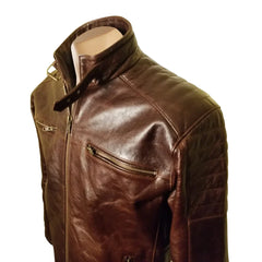 Morton's Vintage Oiled moto style jacket with collar belt