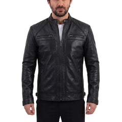 Finnian's Black Midnight Café Racer Jacket