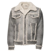 Aiden's Distressed Grey Shearling Trucker Jacket