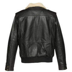 Alaric black bomber jacket with shearling collar