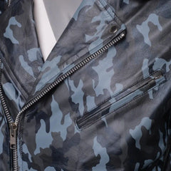 Aman Dowling's Blue Camouflage Leather Biker Jacket