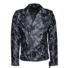 Aman Dowling's Blue Camouflage Leather Biker Jacket