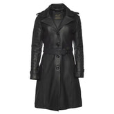 Ariana Black belted leather trench coat