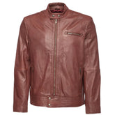 Arthur burgundy café racer leather jacket