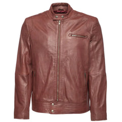 Arthur burgundy café racer leather jacket