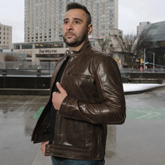 Arthur vintage brown café racer leather jacket