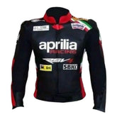 Black Aprilla Armored Leather Motorcycle Jacket