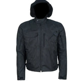 Black Hooded Air-Ventilation Textile Motorcycle Jacket