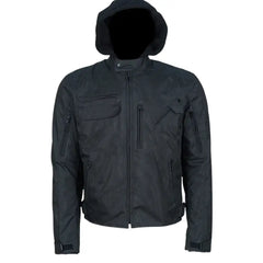 Black Hooded Air-Ventilation Textile Motorcycle Jacket