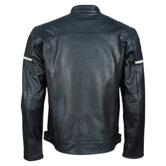Black Armored Cafe Racer Leather Motorcycle Jacket