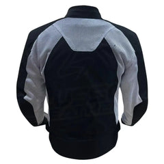 Black and White Waterproof Armored Leather Motorcycle Jacket